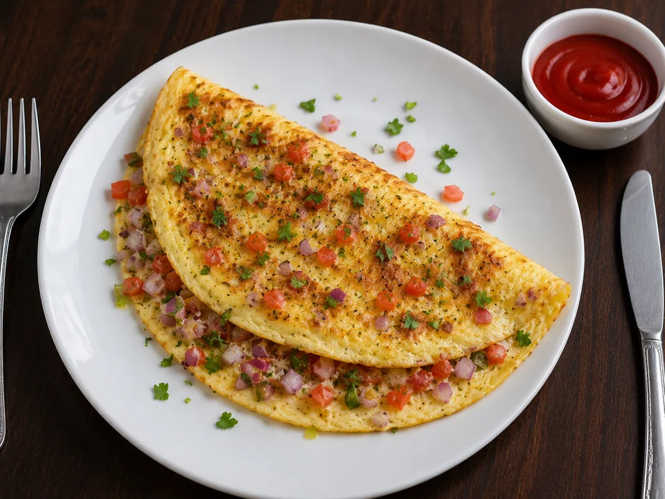 Egg Masala Omelette with Onion from Nikki’s Kitchen