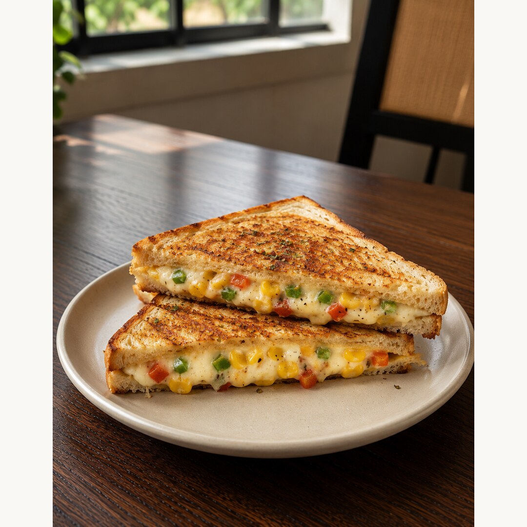 Cheese Corn Veg Sandwich from Nikki’s Kitchen