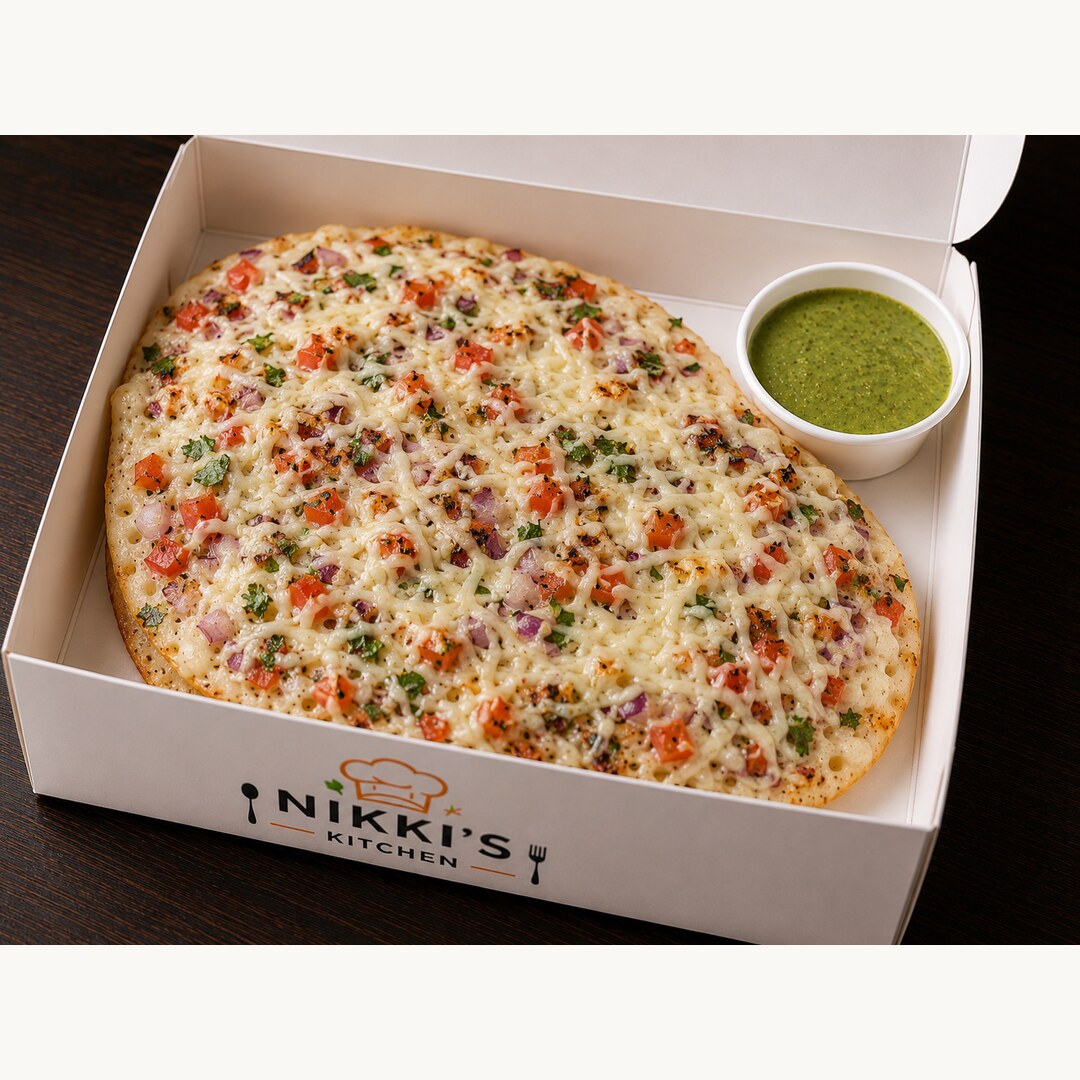 Cheese Onion Tomato Uttapam from Nikki’s Kitchen